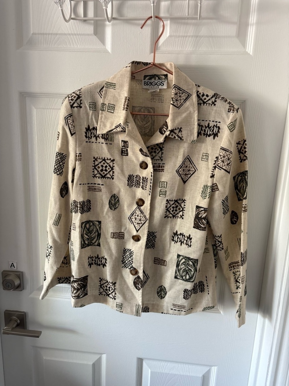 Vintage 90s BRIGGS Petite Linen Blend Button-Up Jacket Blouse M